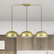 Domma 3 Light 48 inch Soft Gold with Polished Brass Accents Linear Chandelier Ceiling Light, Extra Large
