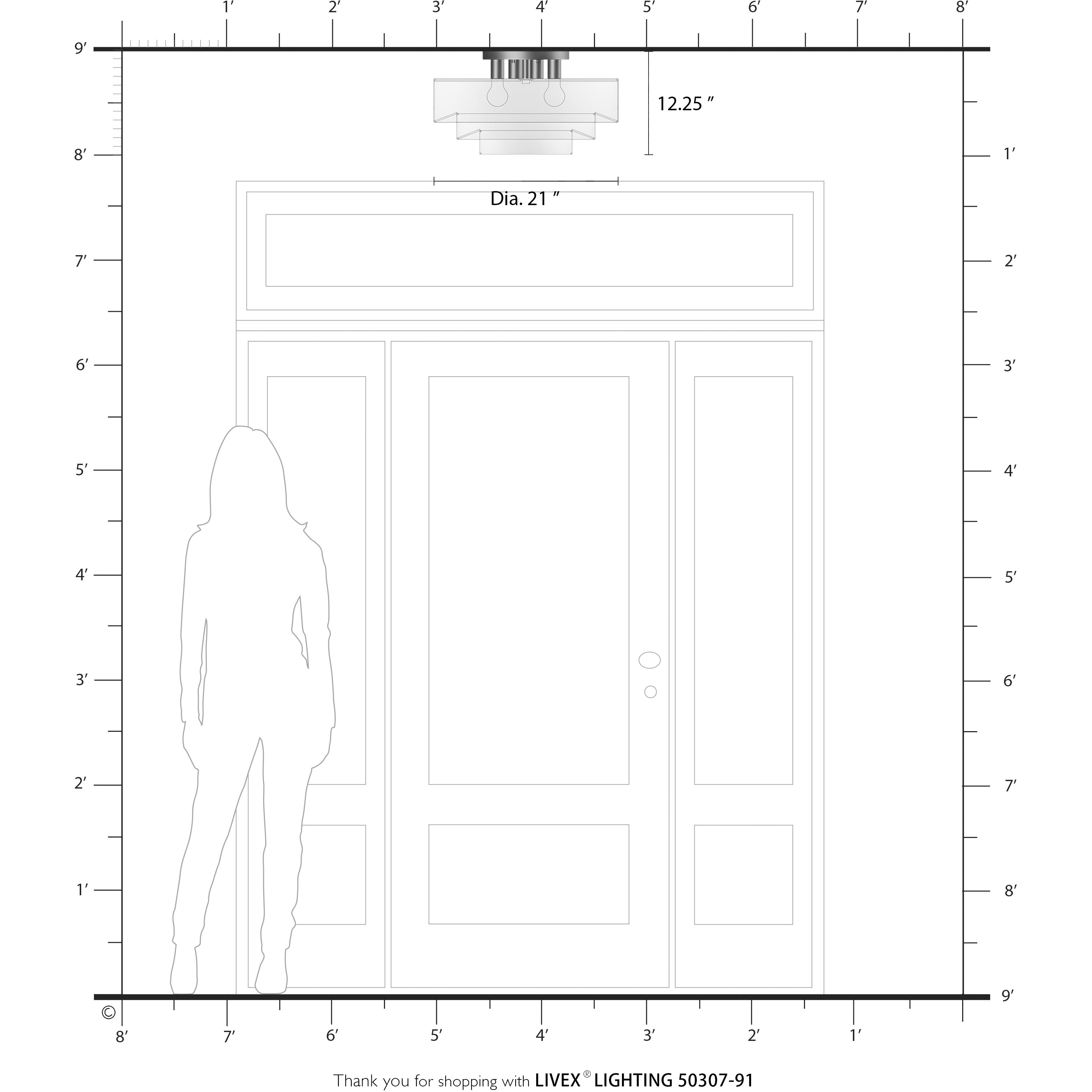Manorwood 4 Light 21 inch Brushed Nickel Semi-Flush Ceiling Light