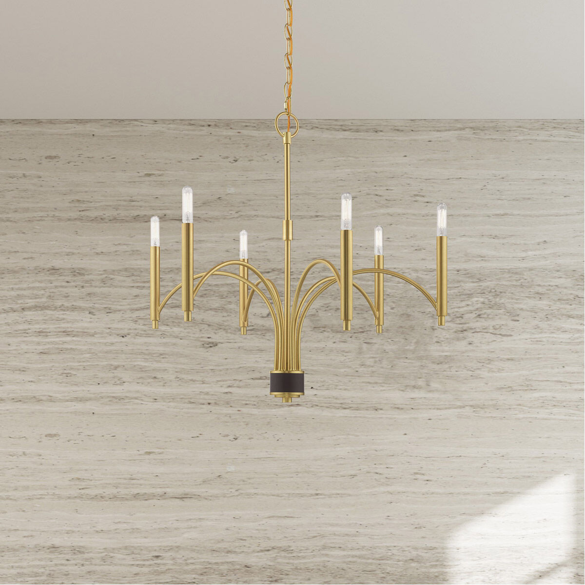 Wisteria 6 Light 26 inch Satin Brass Chandelier Ceiling Light