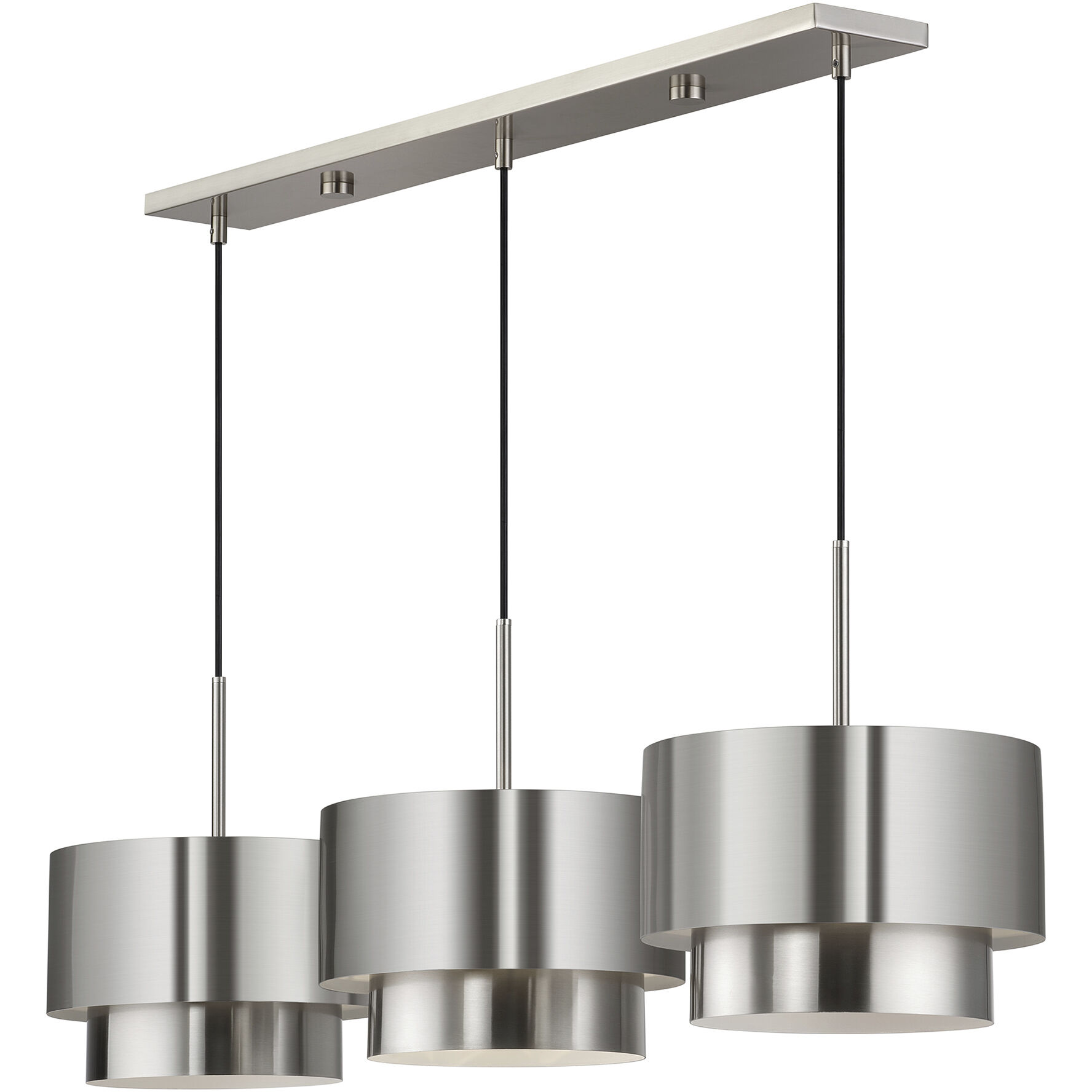 Zolana 3 Light 48 inch Brushed Nickel Linear Chandelier Ceiling Light, Extra Large