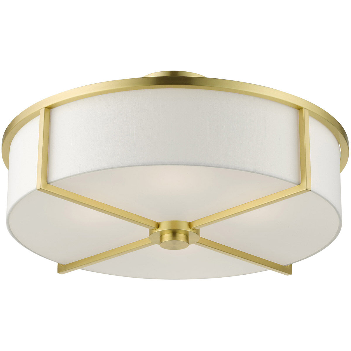 Wesley 4 Light 19 inch Satin Brass Semi Flush Ceiling Light