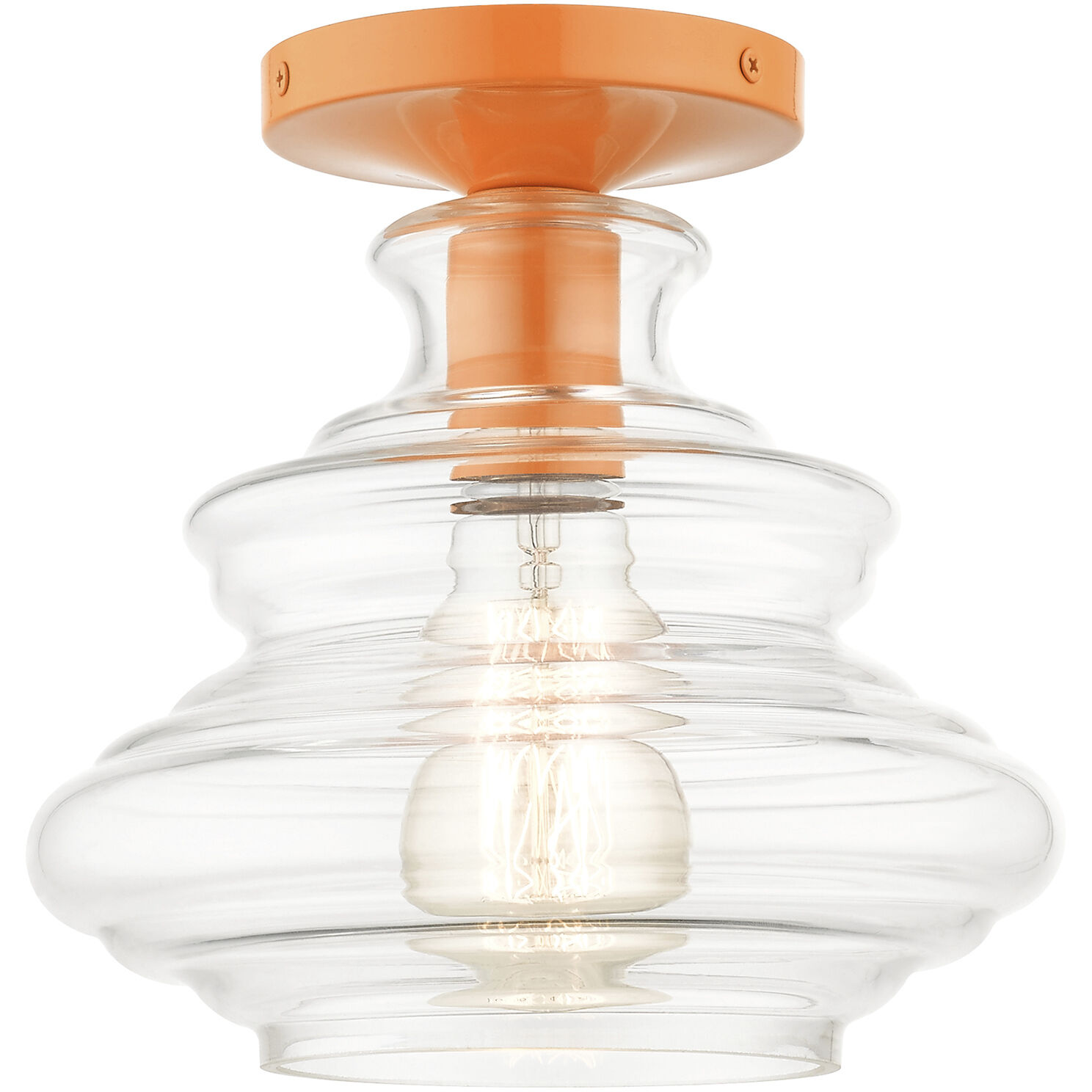 Everett 1 Light 9 inch Shiny Orange Semi-Flush Ceiling Light