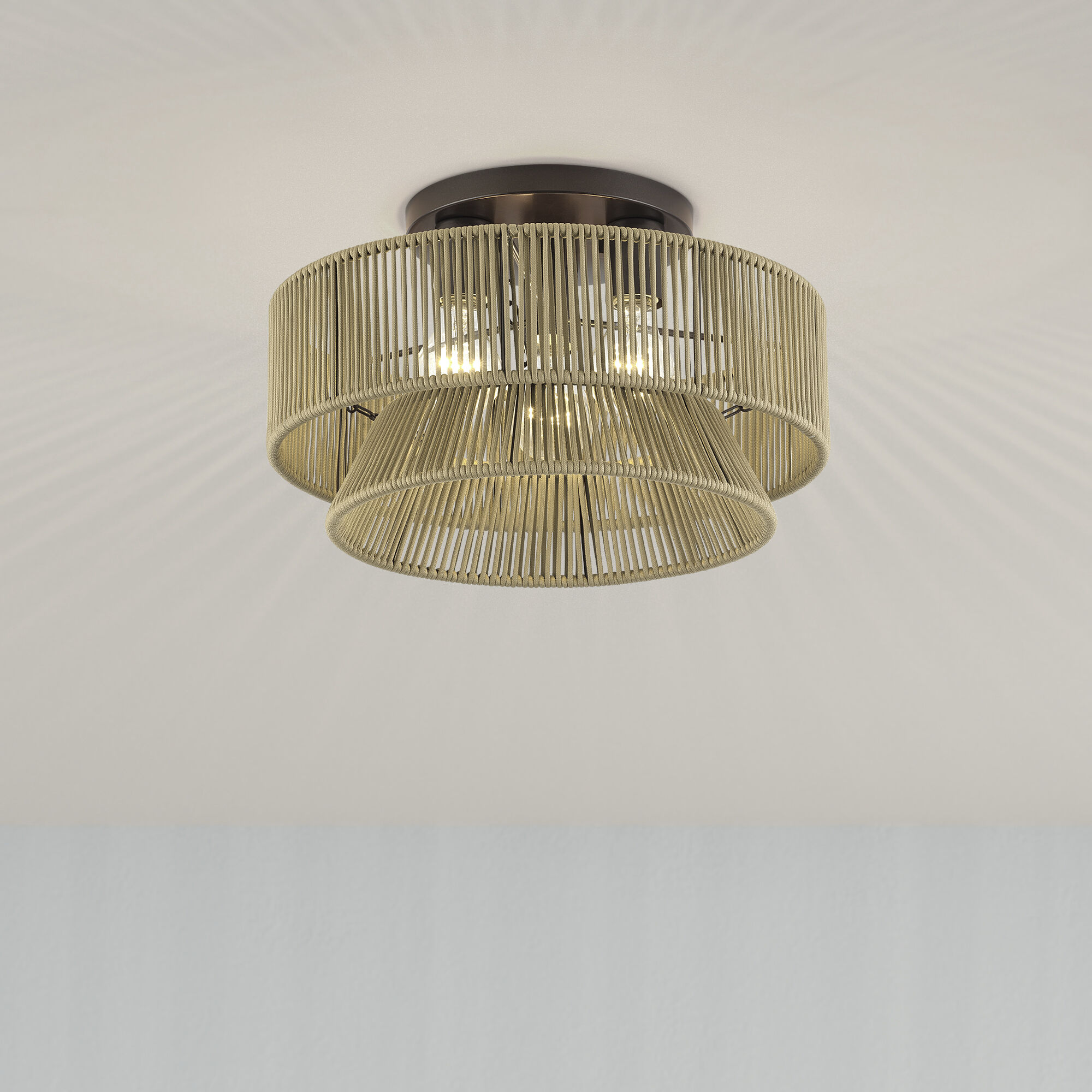 Florell 3 Light 15 inch English Bronze Semi Flush Mount Ceiling Light, Large