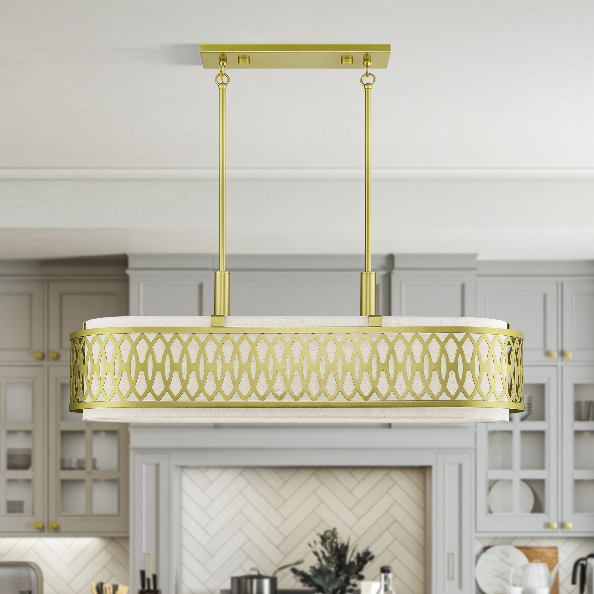 Vistaview 6 Light 42 inch Soft Gold Linear Chandelier Ceiling Light