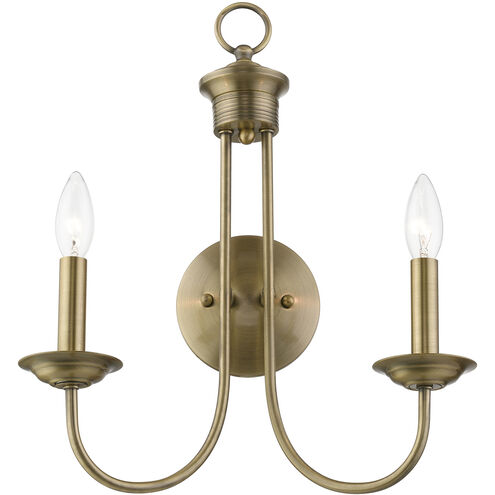 Estate 2 Light 14 inch Antique Brass Double Sconce Wall Light