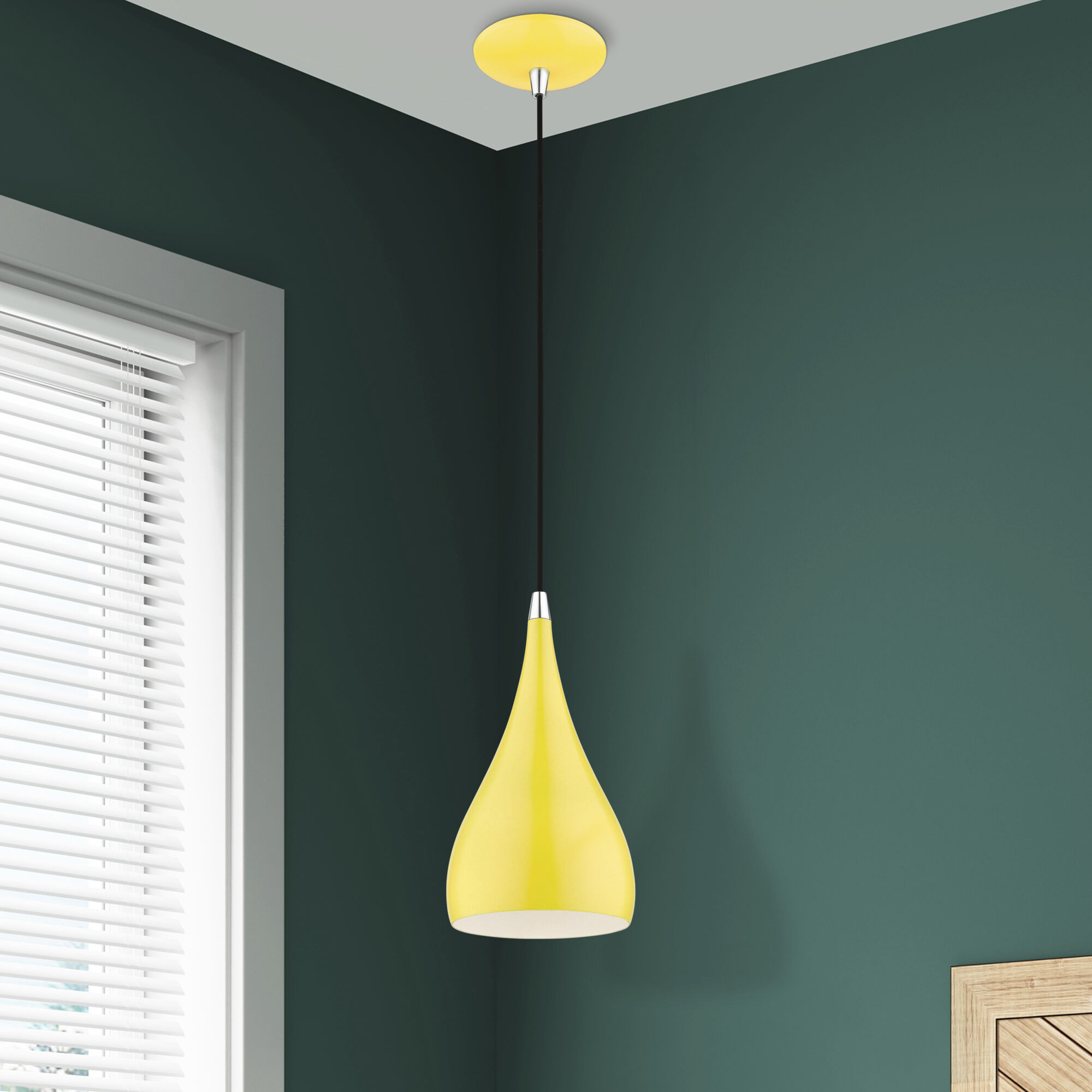 Amador 1 Light 6.25 inch Shiny Yellow with Polished Chrome Accents Mini Pendant Ceiling Light