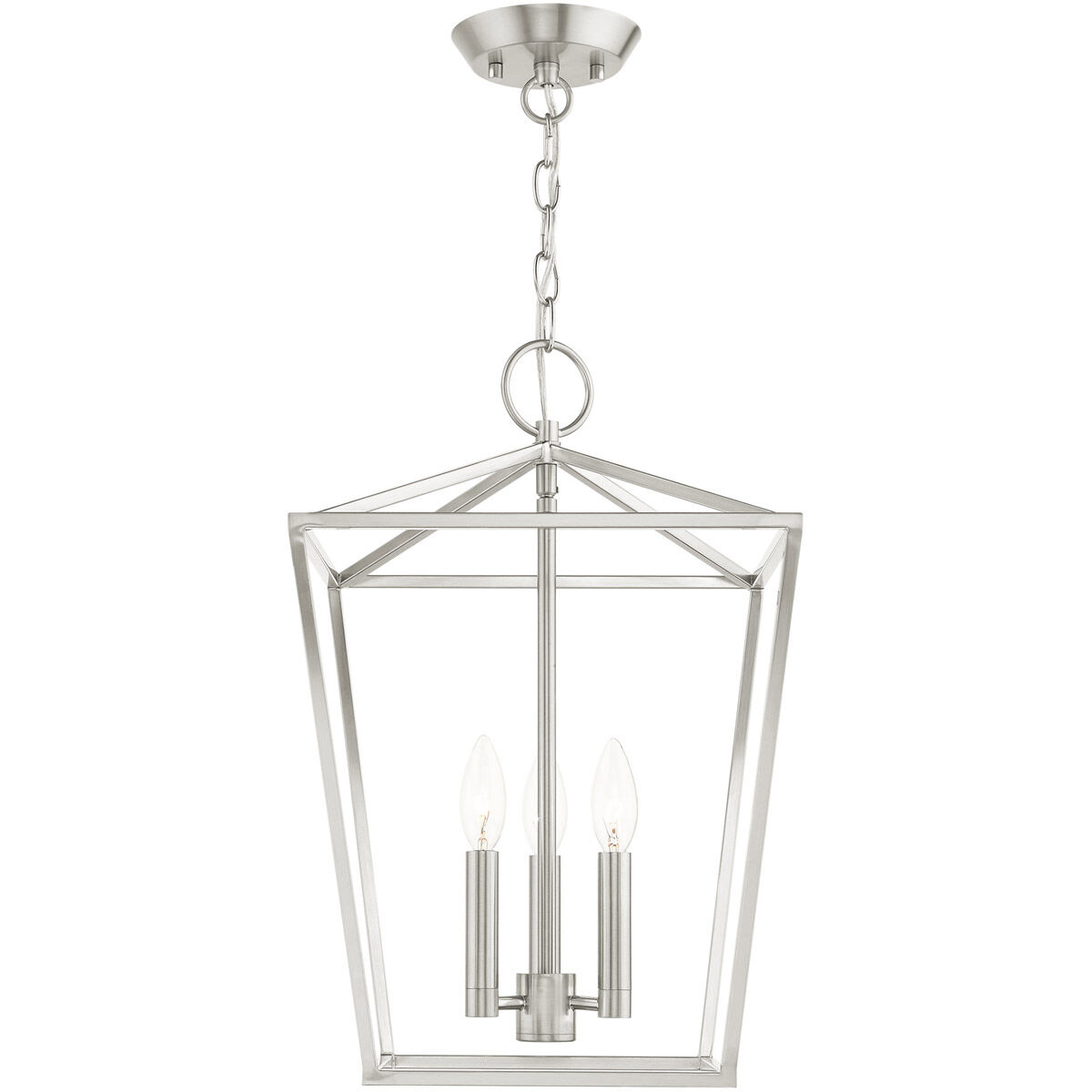 Devone 3 Light 13 inch Brushed Nickel Convertible Semi Flush/Lantern Ceiling Light