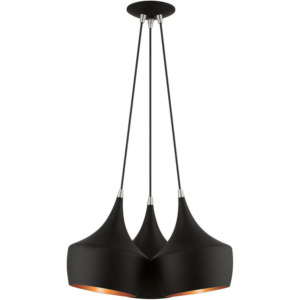 Waldorf 3 Light 21 inch Black Cluster Pendant Ceiling Light