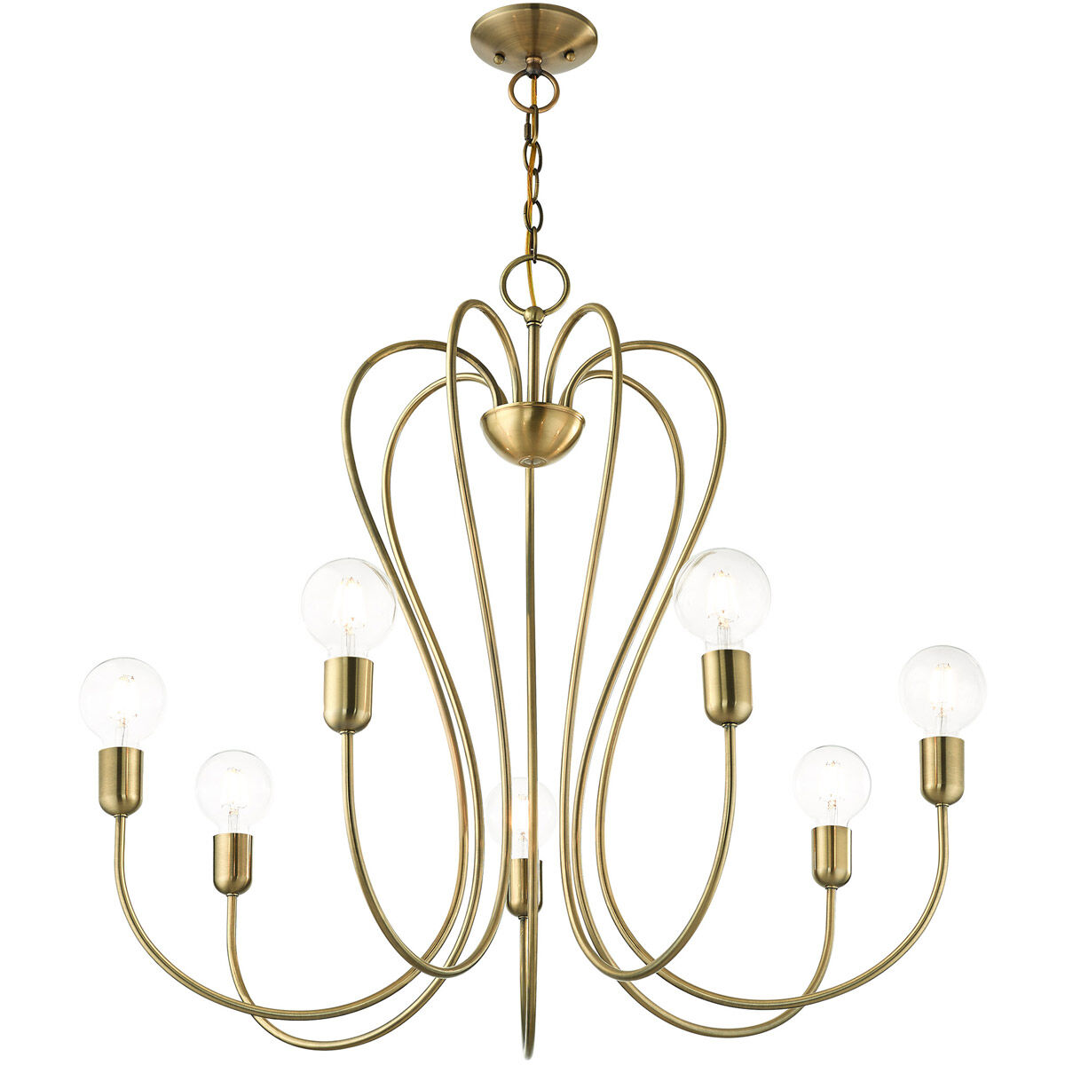 Lucerne 7 Light 30 inch Antique Brass Chandelier Ceiling Light