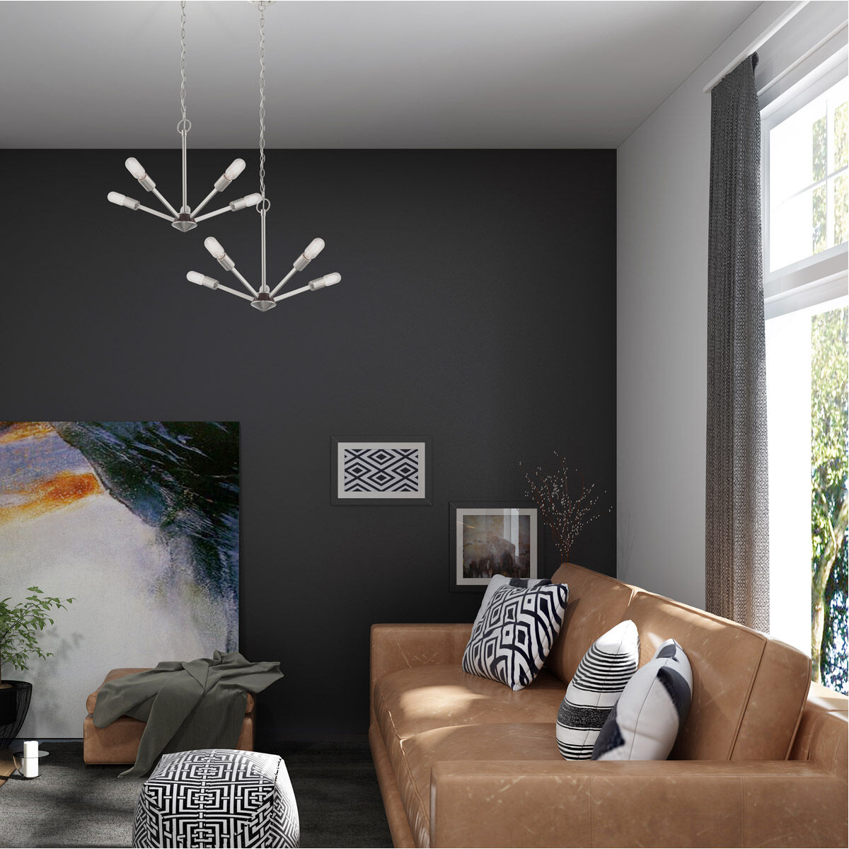 Prague 5 Light 20 inch Brushed Nickel Chandelier Ceiling Light