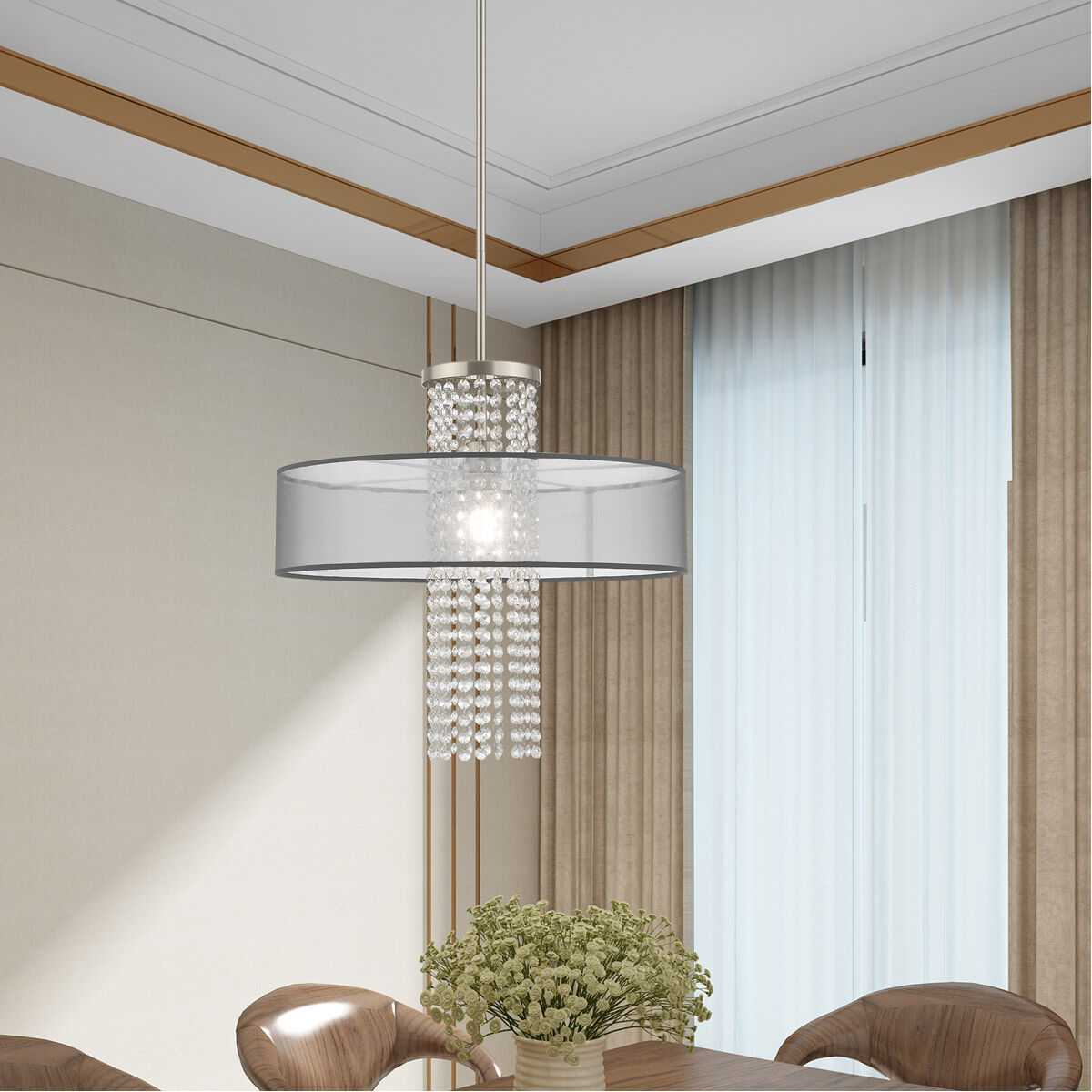 Bella Vista 1 Light 20 inch Brushed Nickel Pendant Chandelier Ceiling Light