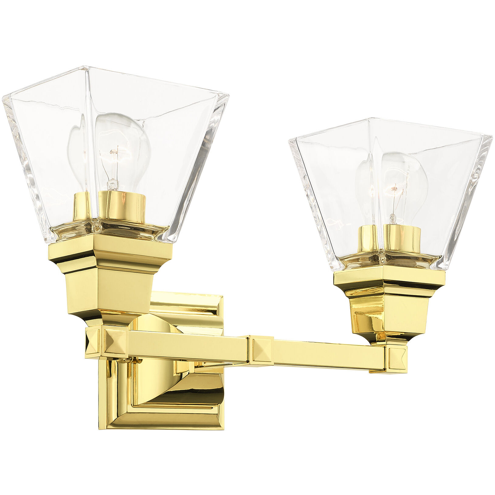 Mission 2 Light 15 inch Polished Brass Vanity Sconce Wall Light