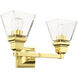 Mission 2 Light 15 inch Polished Brass Vanity Sconce Wall Light