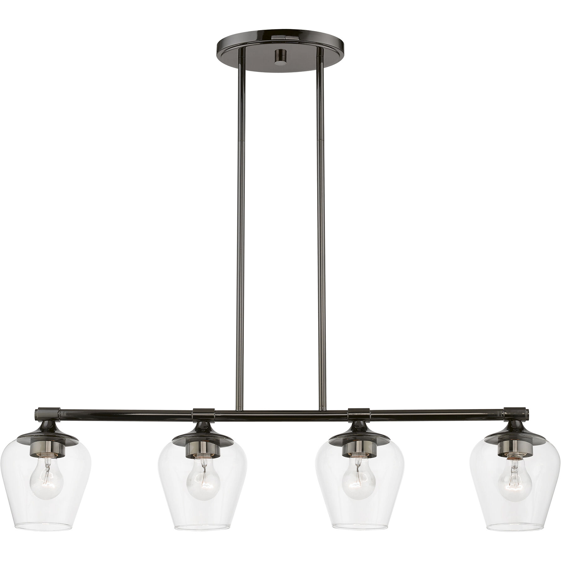 Willow 4 Light 36 inch Black Chrome Linear Chandelier Ceiling Light