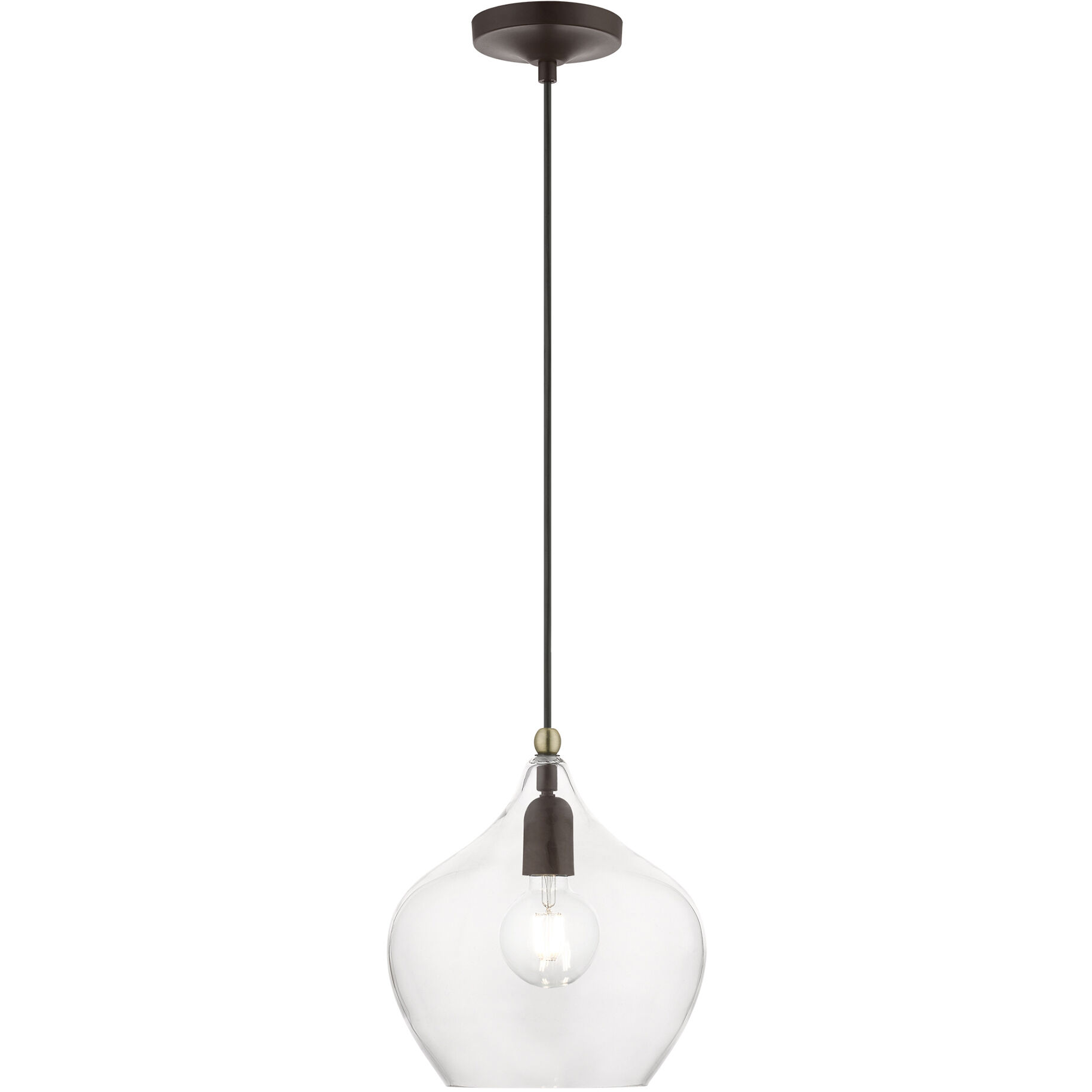 Aldrich 1 Light 10 inch Bronze with Antique Brass Accent Pendant Ceiling Light