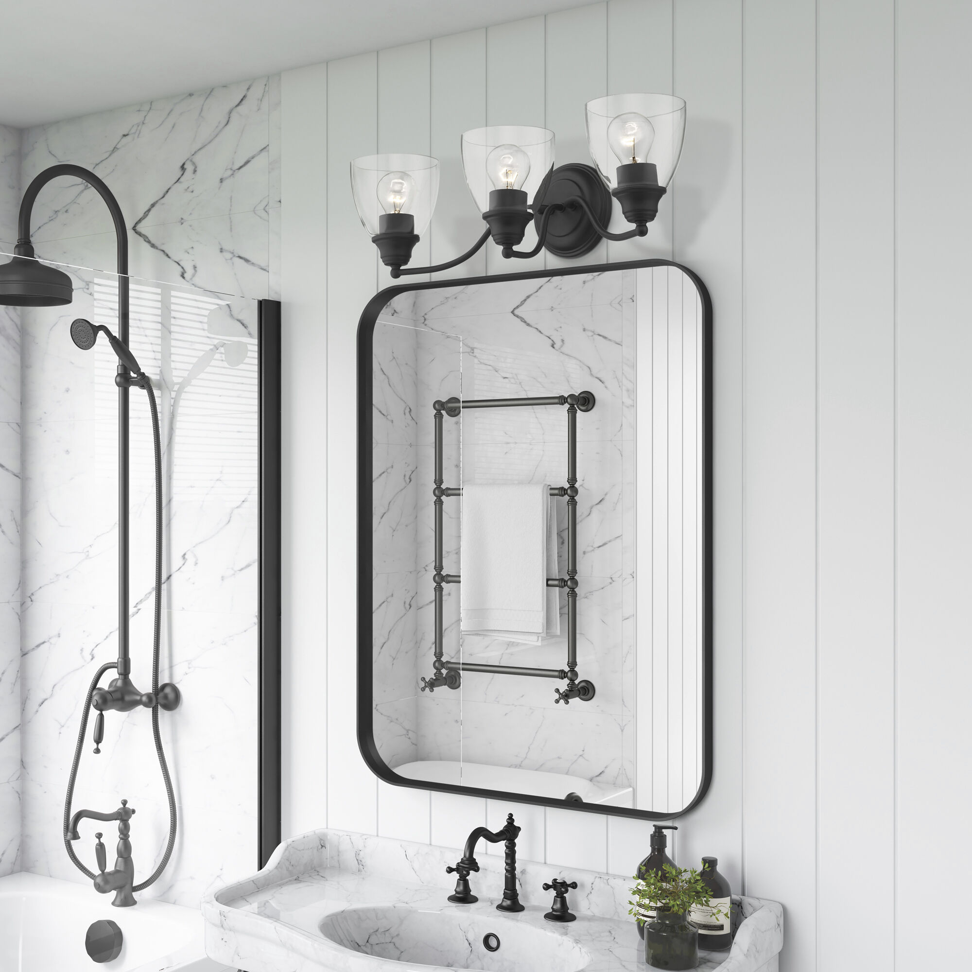 Montgomery 3 Light 23 inch Black Vanity Sconce Wall Light