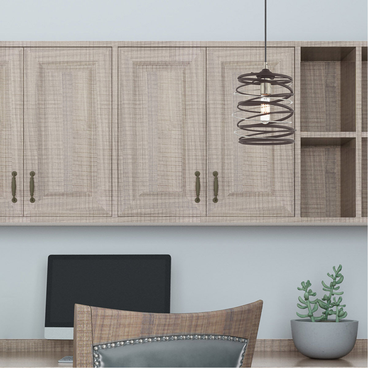 Geometric 1 Light 8 inch Bronze Mini Pendant Ceiling Light