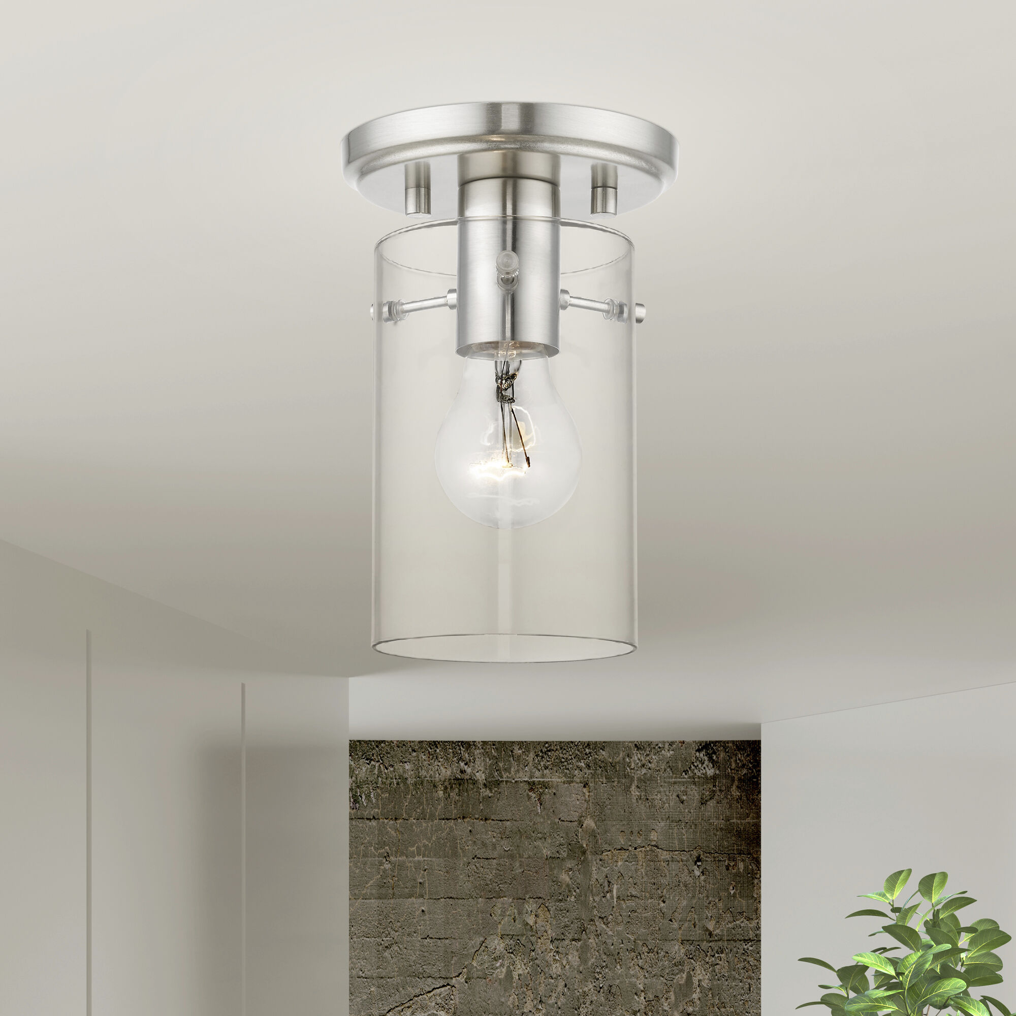 Munich 1 Light 5 inch Brushed Nickel Flush Mount Ceiling Light