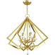 Diamond 6 Light 25 inch Polished Brass Chandelier Ceiling Light