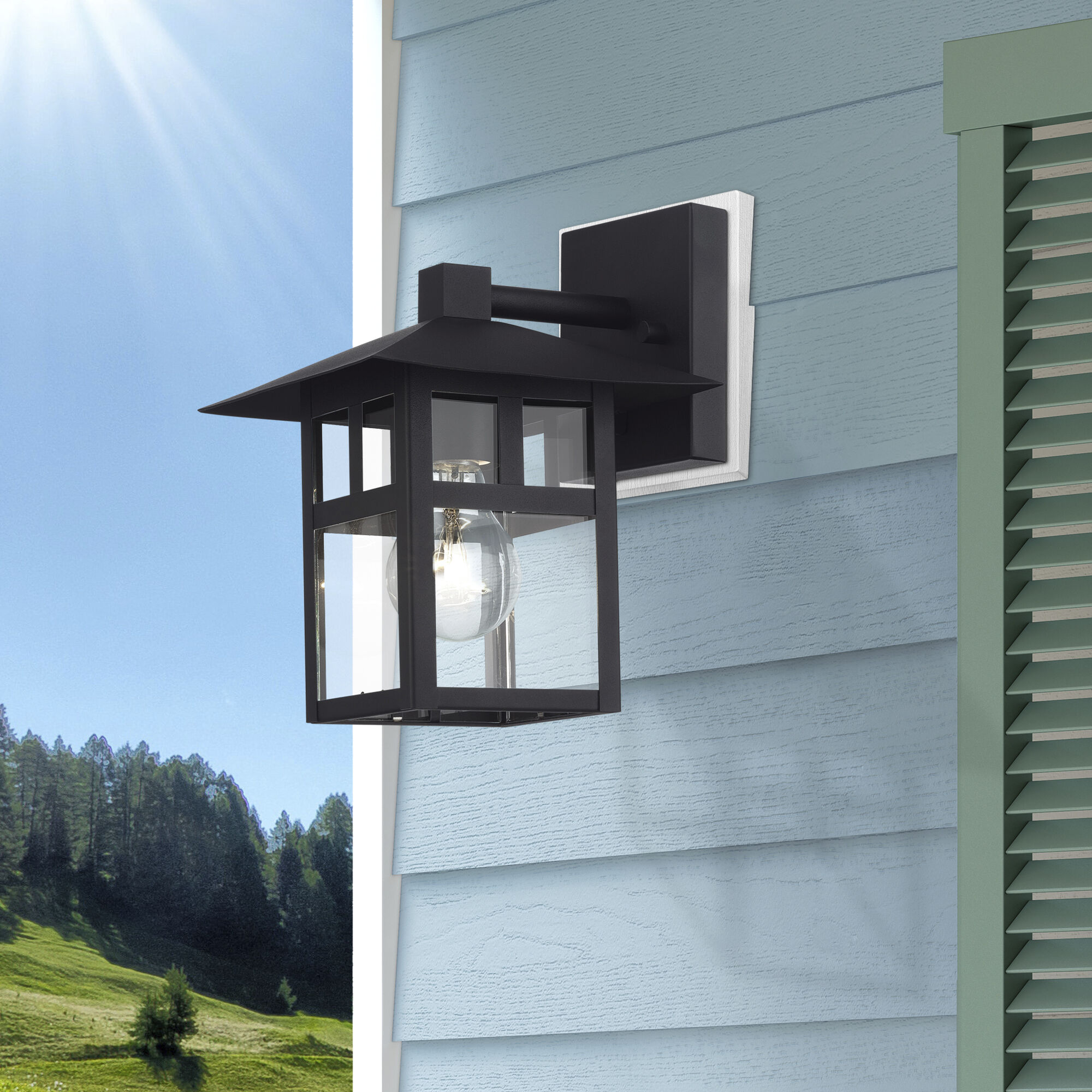 Crestlake 1 Light 9.5 inch Textured Black Outdoor Wall Lantern