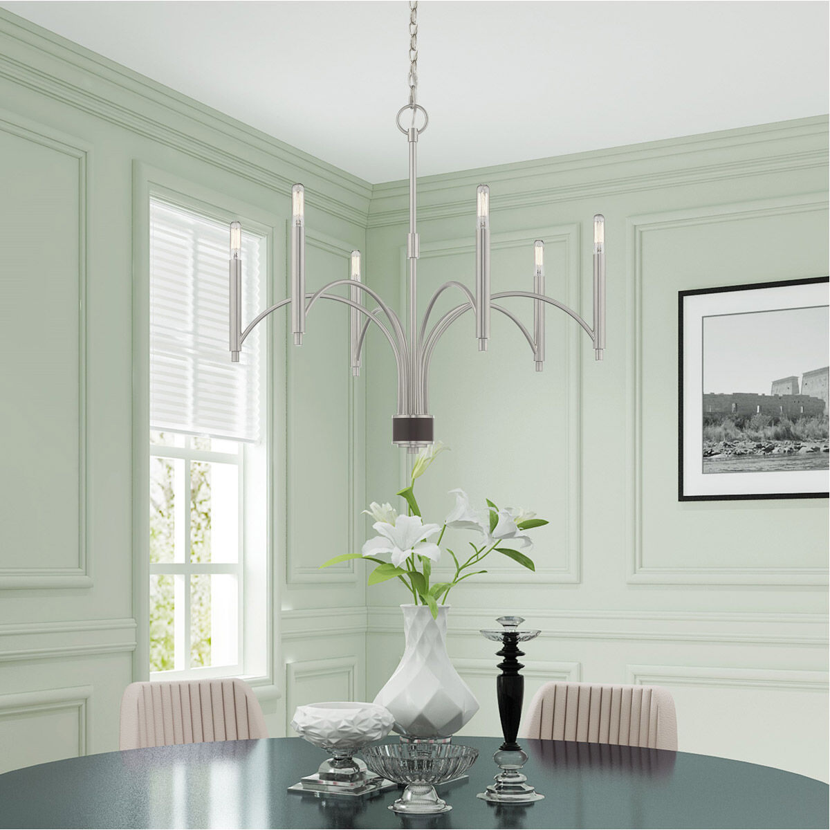 Wisteria 6 Light 26 inch Brushed Nickel Chandelier Ceiling Light