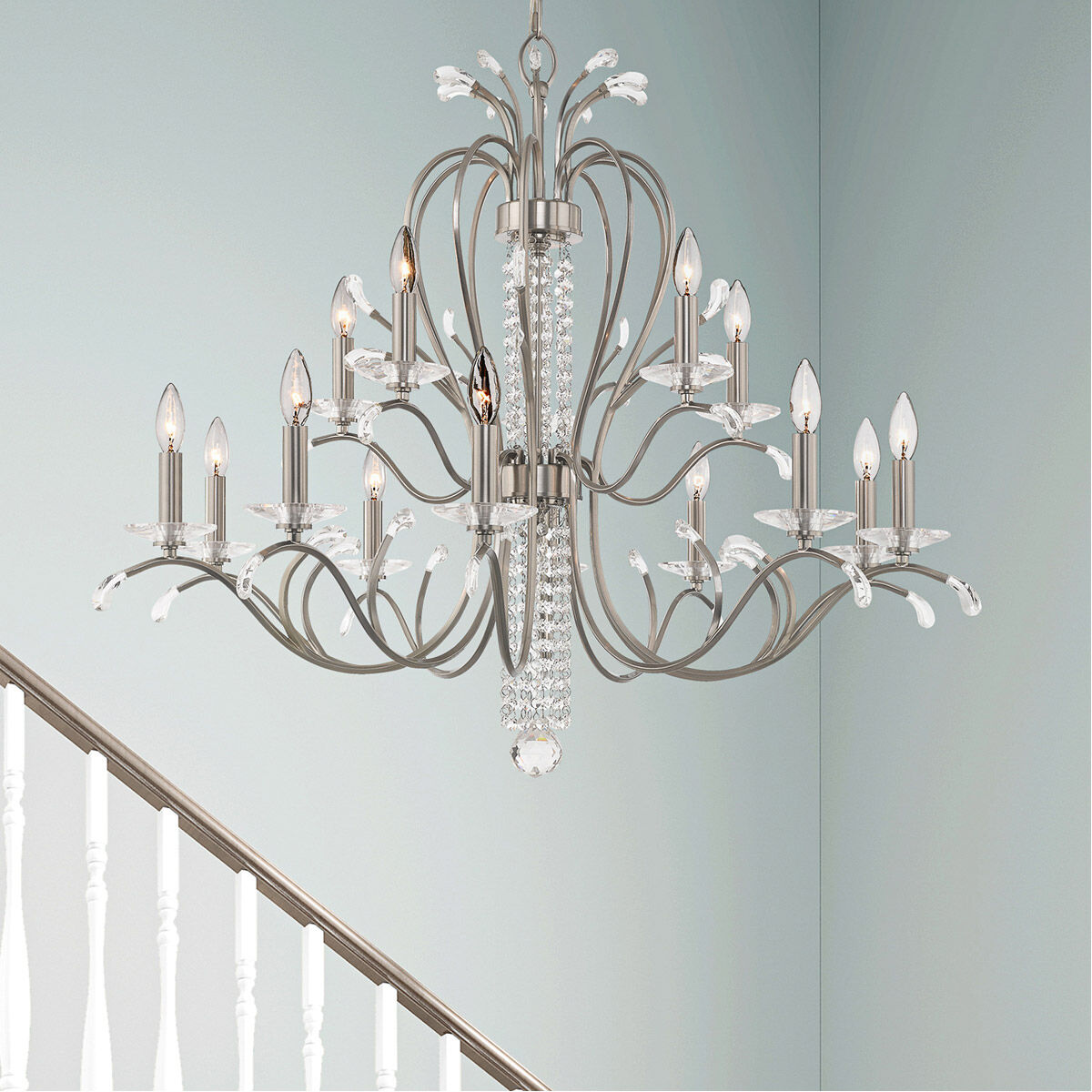 Serafina 15 Light 38 inch Brushed Nickel Chandelier Ceiling Light