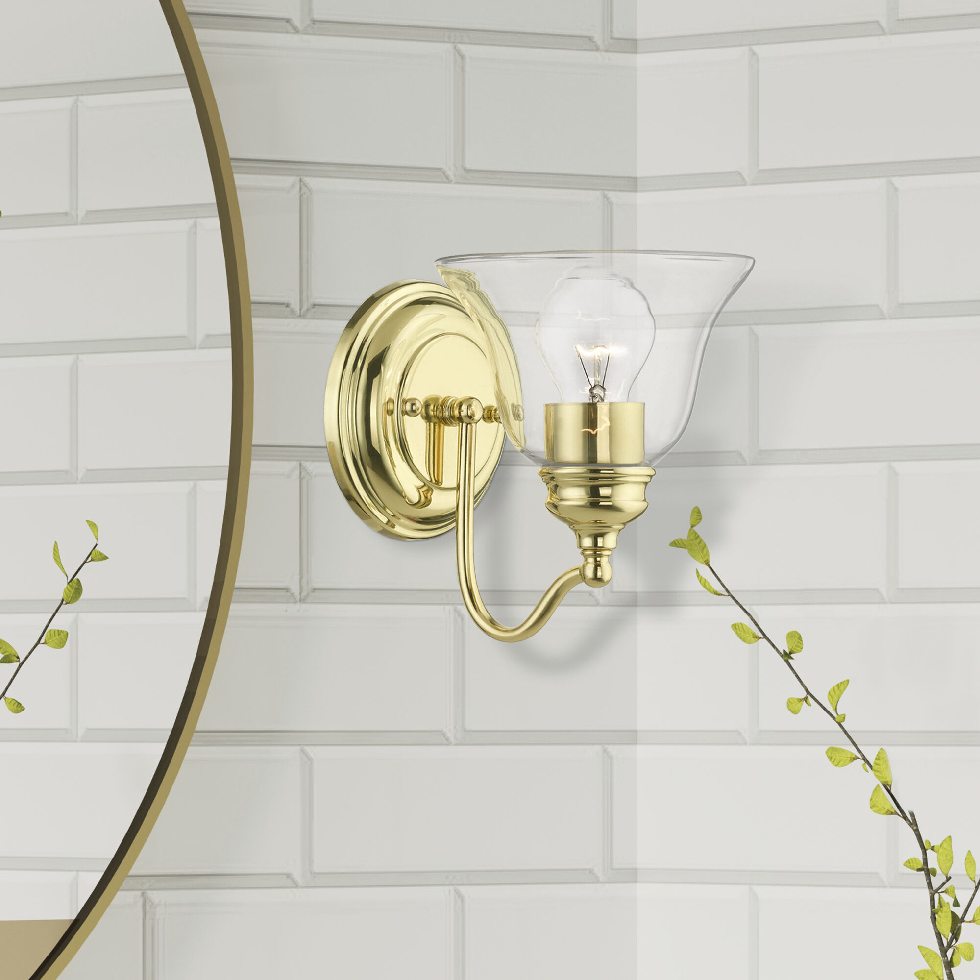 Moreland 1 Light 6 inch Polished Brass Vanity Sconce Wall Light