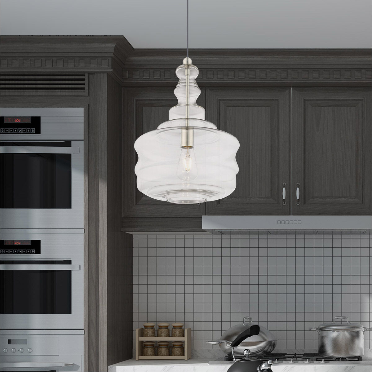 Art Glass 1 Light 13 inch Brushed Nickel Mini Pendant Ceiling Light