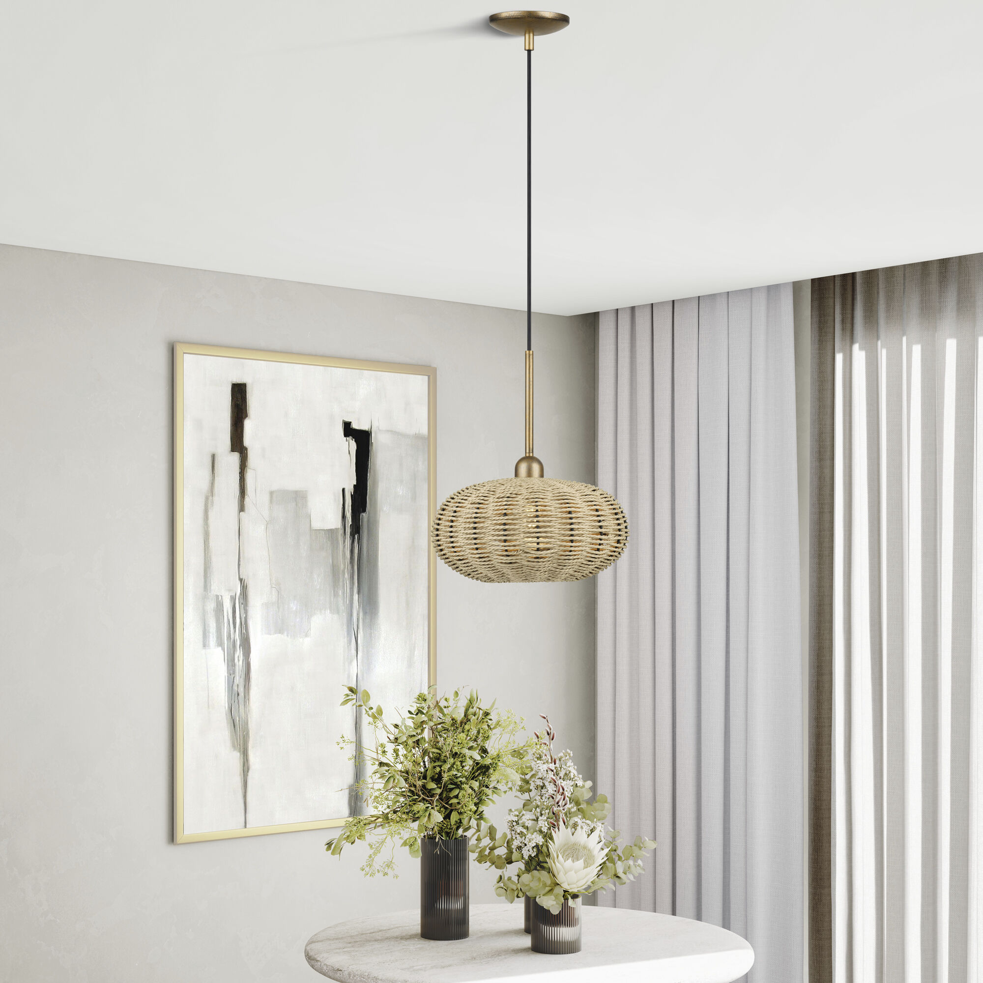 Summervine 1 Light 12 inch Antique Gold Leaf Pendant Ceiling Light