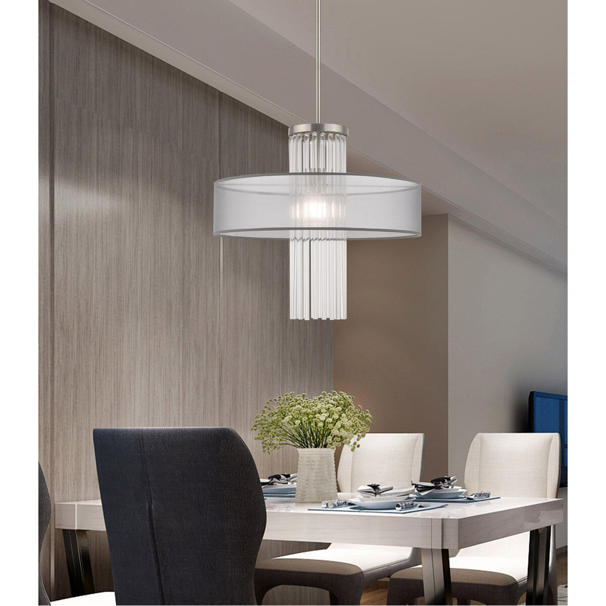 Alexis 1 Light 20 inch Brushed Nickel Pendant Chandelier Ceiling Light