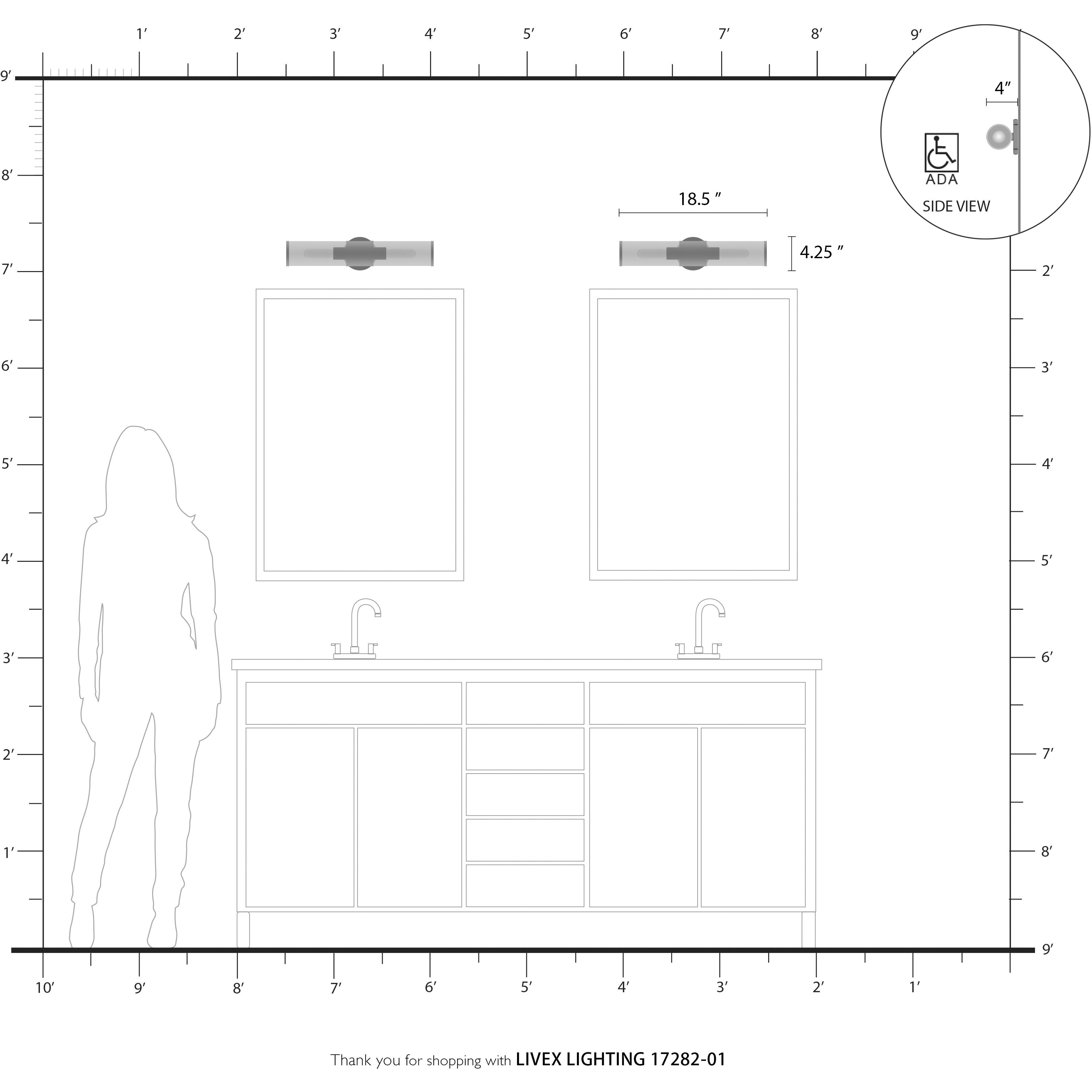 Banca 2 Light 4 inch Antique Brass ADA Vanity Sconce Wall Light