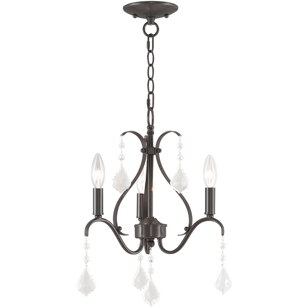 Caterina 3 Light 13 inch English Bronze Mini Chandelier Ceiling Light