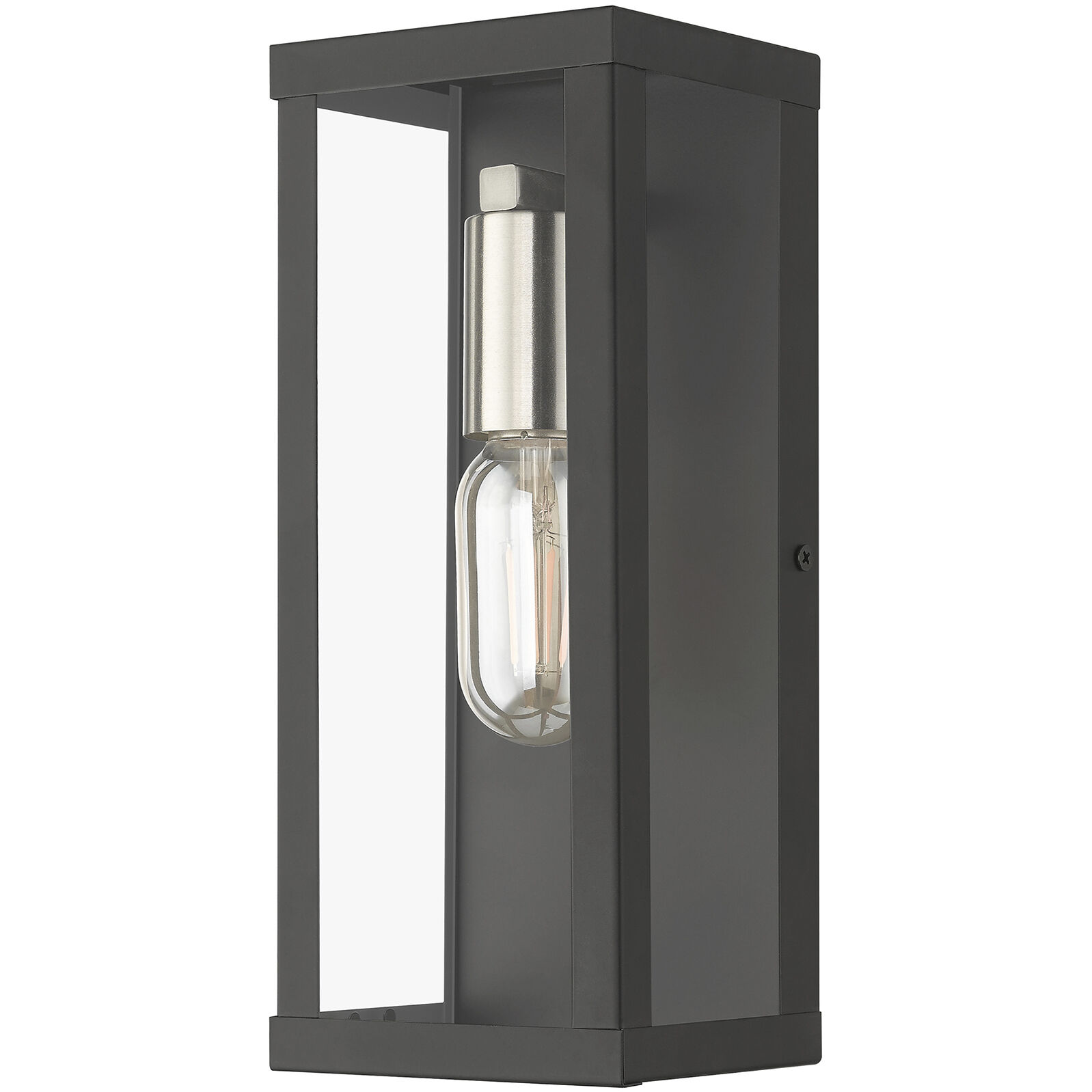 Gaffney 1 Light 11 inch Black with Brushed Nickel Finish Accents Outdoor Wall Lantern in Black with Brushed Nickel Accent, Medium