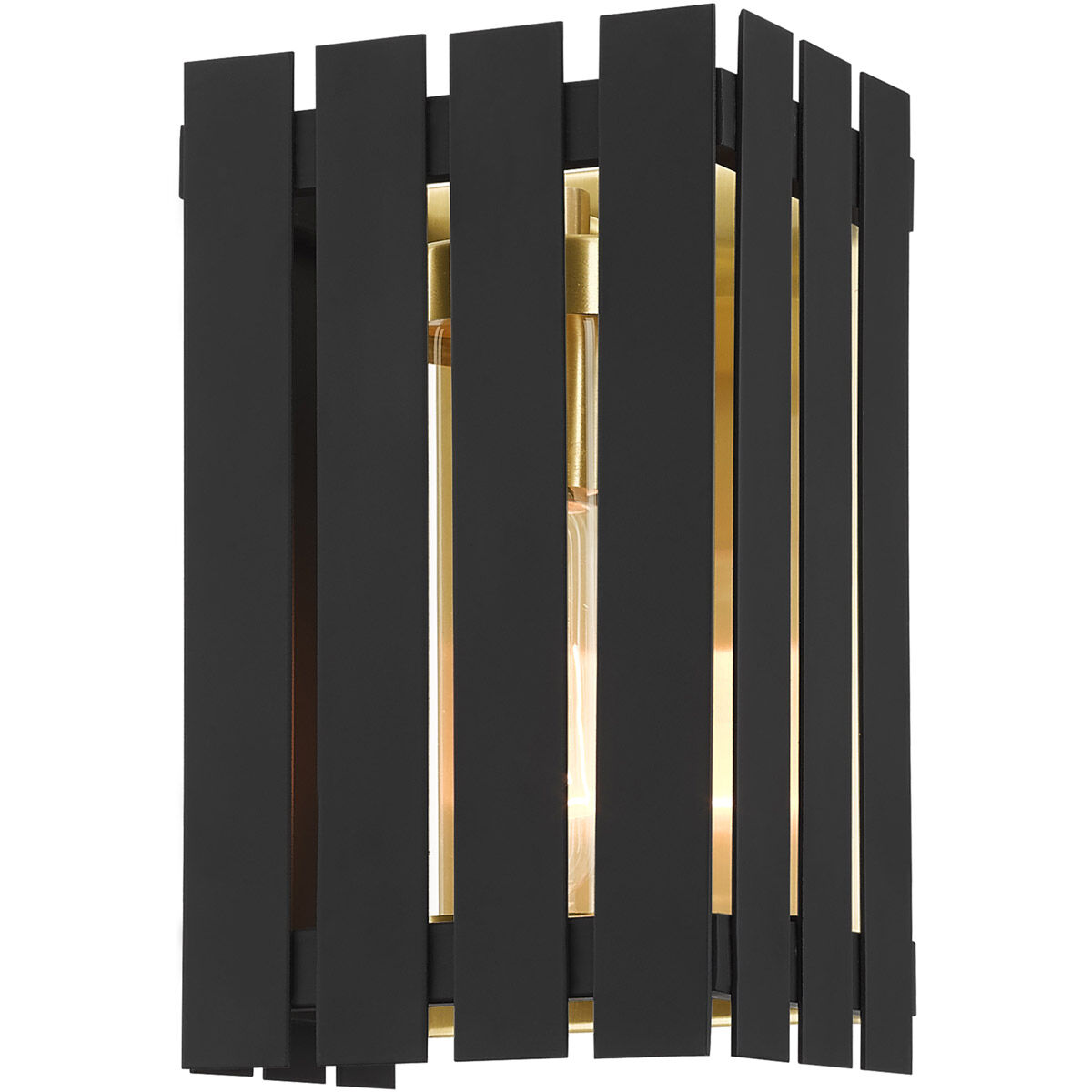 Greenwich 1 Light 10 inch Black with Satin Brass Accents Outdoor Wall Lantern