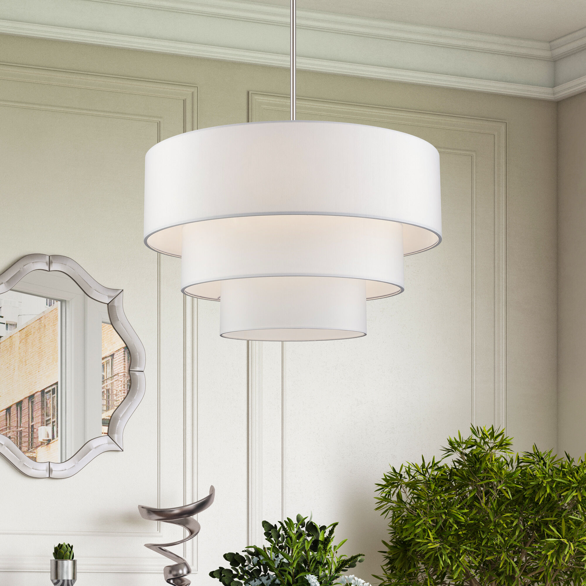 Manorwood 5 Light 28 inch Brushed Nickel Pendant Chandelier Ceiling Light