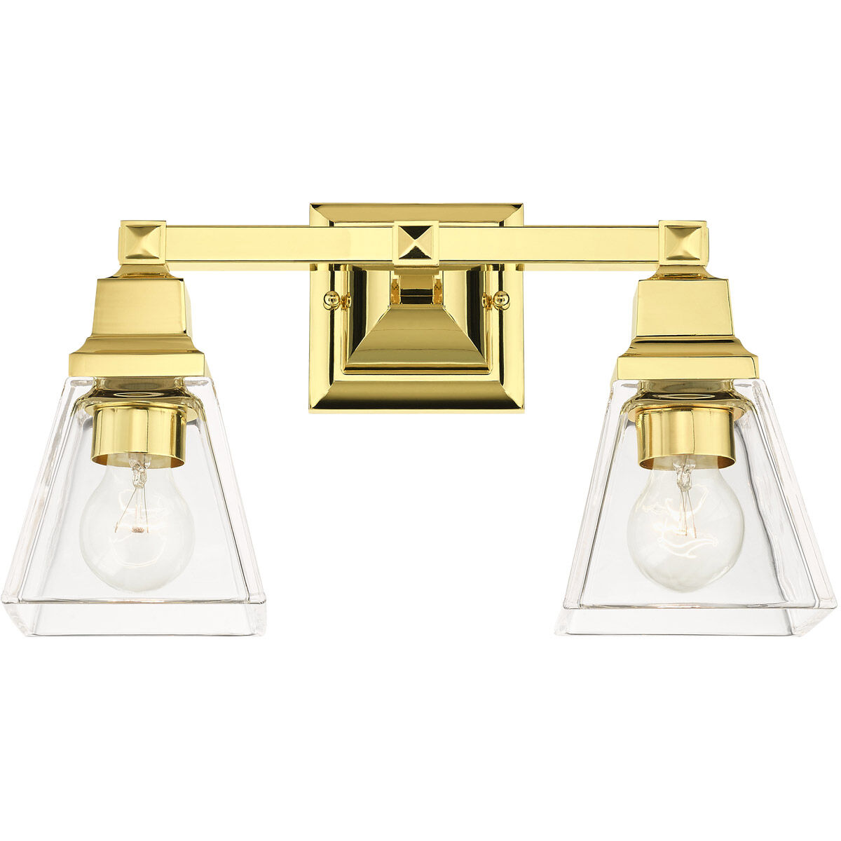 Mission 2 Light 15 inch Polished Brass Vanity Sconce Wall Light
