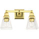 Mission 2 Light 15 inch Polished Brass Vanity Sconce Wall Light