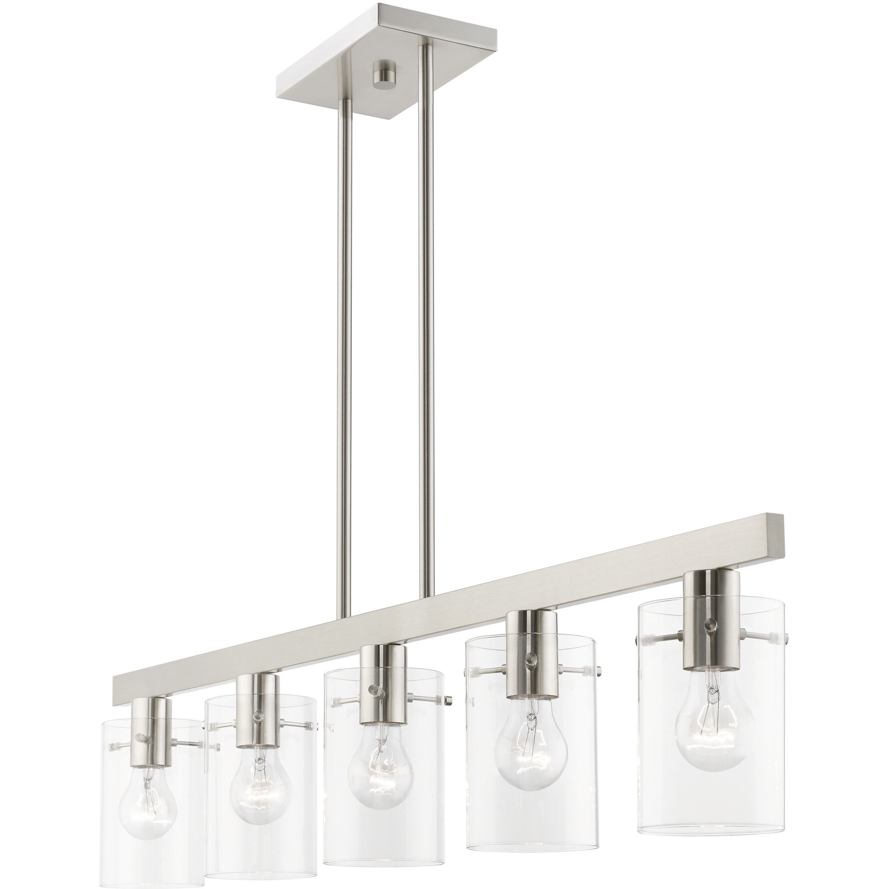 Munich 5 Light 42 inch Brushed Nickel Linear Chandelier Ceiling Light