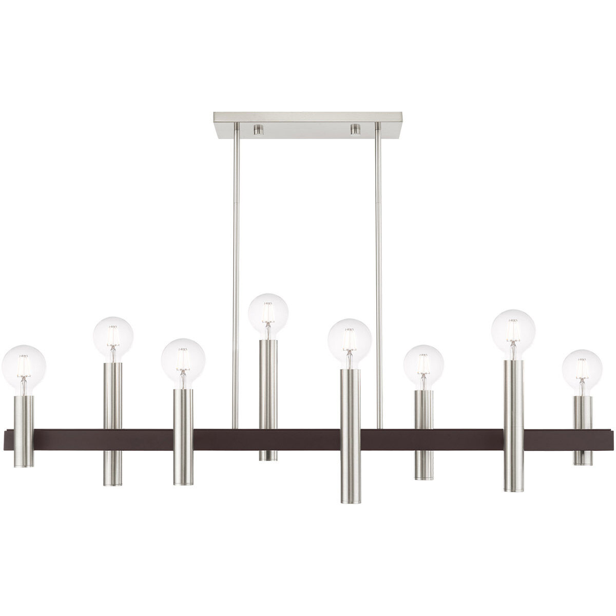 Helsinki 8 Light 10 inch Brushed Nickel with Bronze Accents Chandelier Ceiling Light