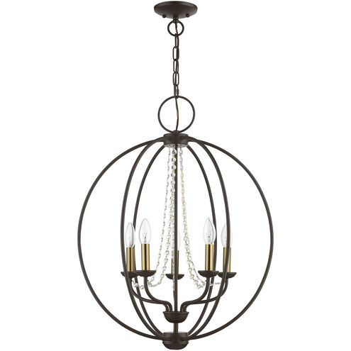 Arabella 5 Light 22 inch Bronze with Antique Brass Finish Candles Chandelier Ceiling Light, Globe