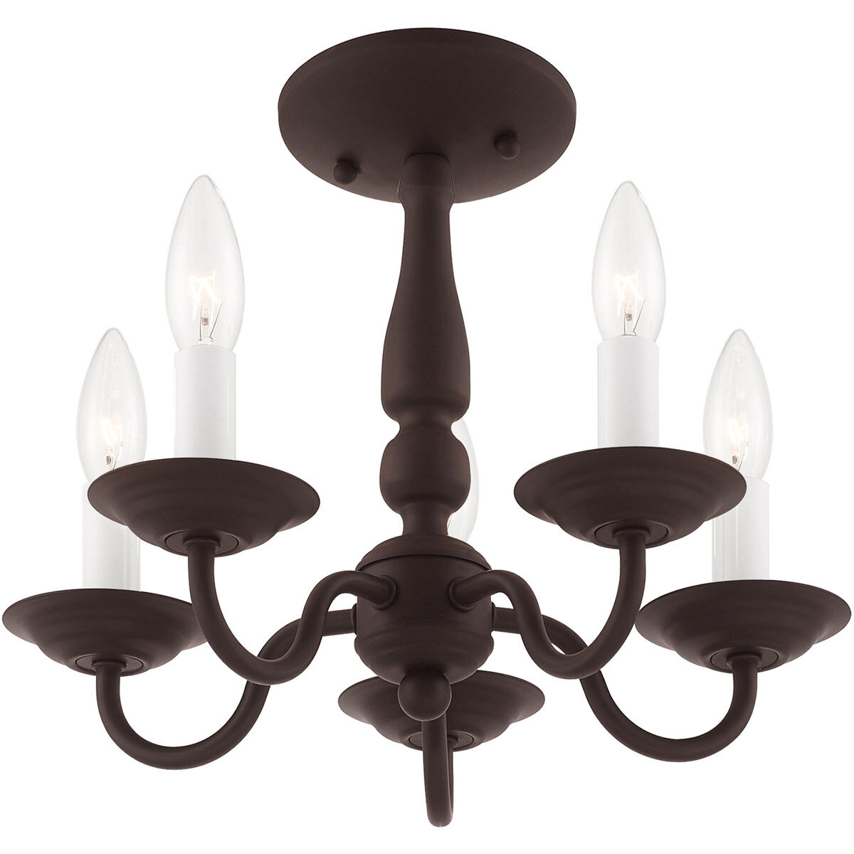 Williamsburgh 5 Light 13 inch Bronze Convertible Mini Chandelier/Ceiling Mount Ceiling Light