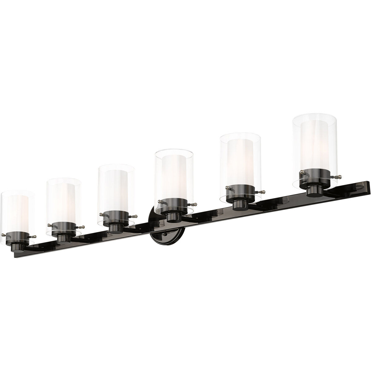 Manhattan 6 Light 48 inch Polished Black Chrome Vanity Sconce Wall Light