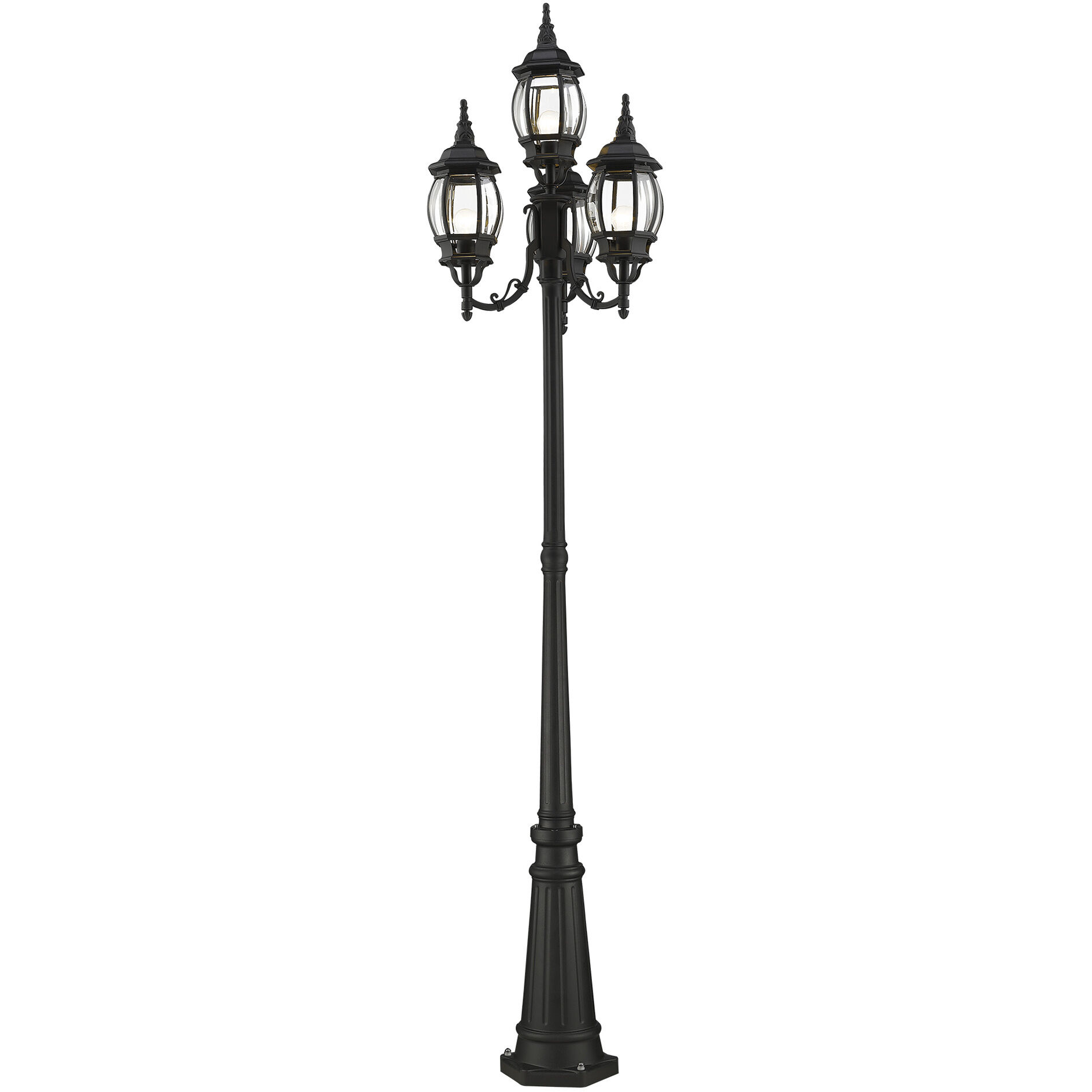 Frontenac 4 Light 93 inch Textured Black Outdoor Post Light