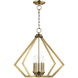 Prism 5 Light 20 inch Antique Brass Chandelier Ceiling Light