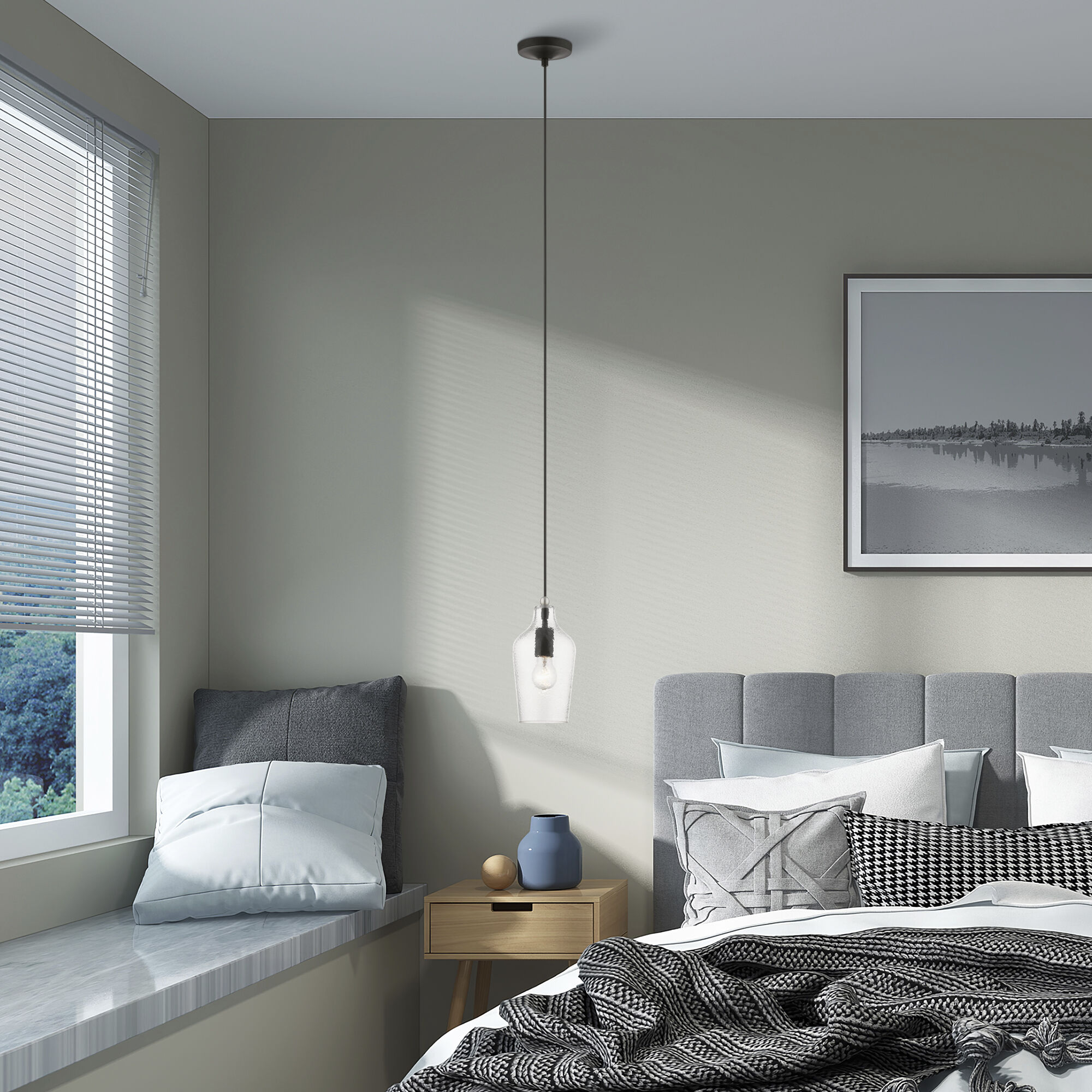 Avery 1 Light 5 inch Black with Brushed Nickel Accent Mini Pendant Ceiling Light