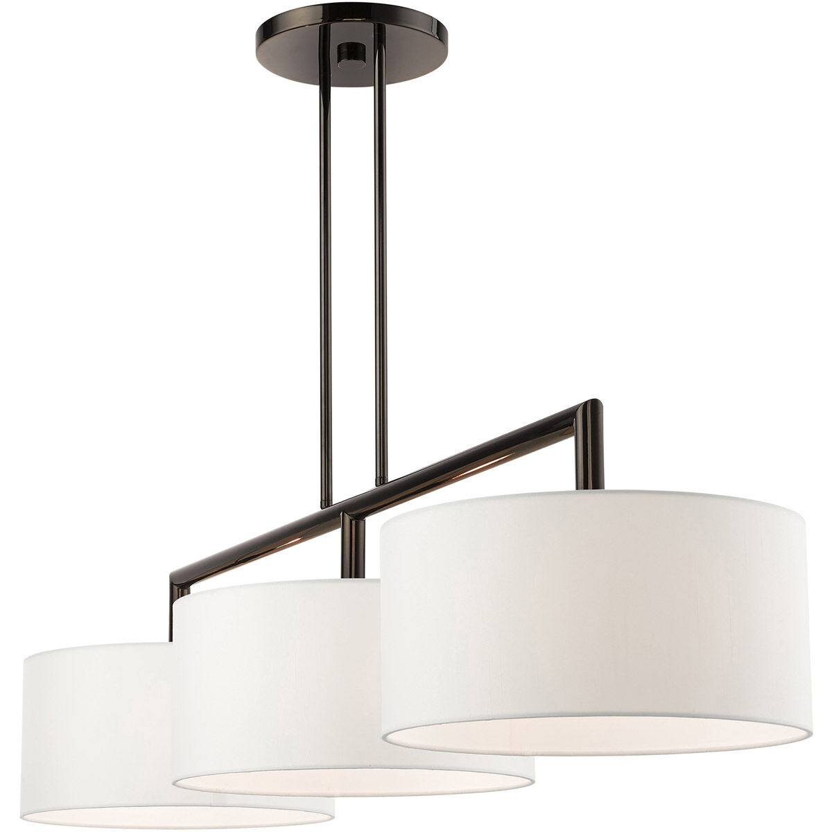 Meridian 3 Light 51 inch Black Chrome Linear Chandelier Ceiling Light