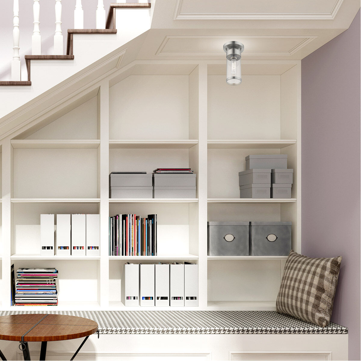 Hillcrest 1 Light 5 inch Brushed Nickel Semi-Flush Mount Ceiling Light