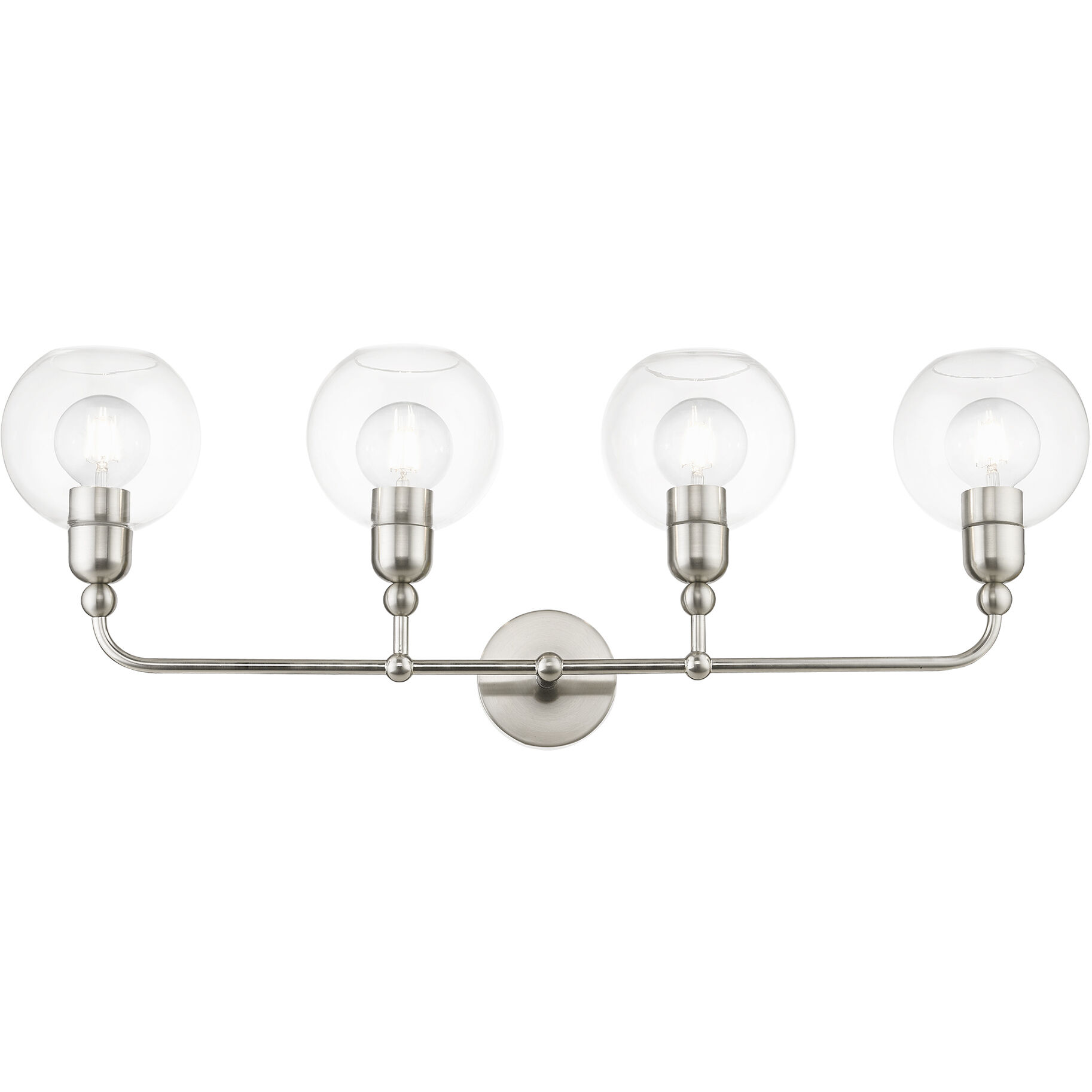 Downtown 4 Light 36 inch Brushed Nickel Vanity Sconce Wall Light, Large, Sphere