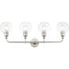 Downtown 4 Light 36 inch Brushed Nickel Vanity Sconce Wall Light, Large, Sphere