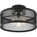 Industro 3 Light 15 inch Black with Brushed Nickel Accents Semi Flush Ceiling Light